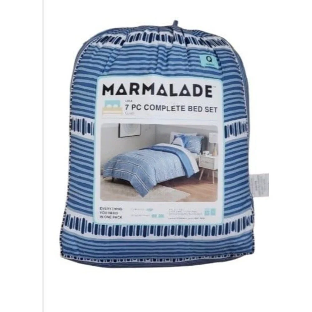 Marmalade 7-Piece Queen Reversible Comforter Set in Blue NWT